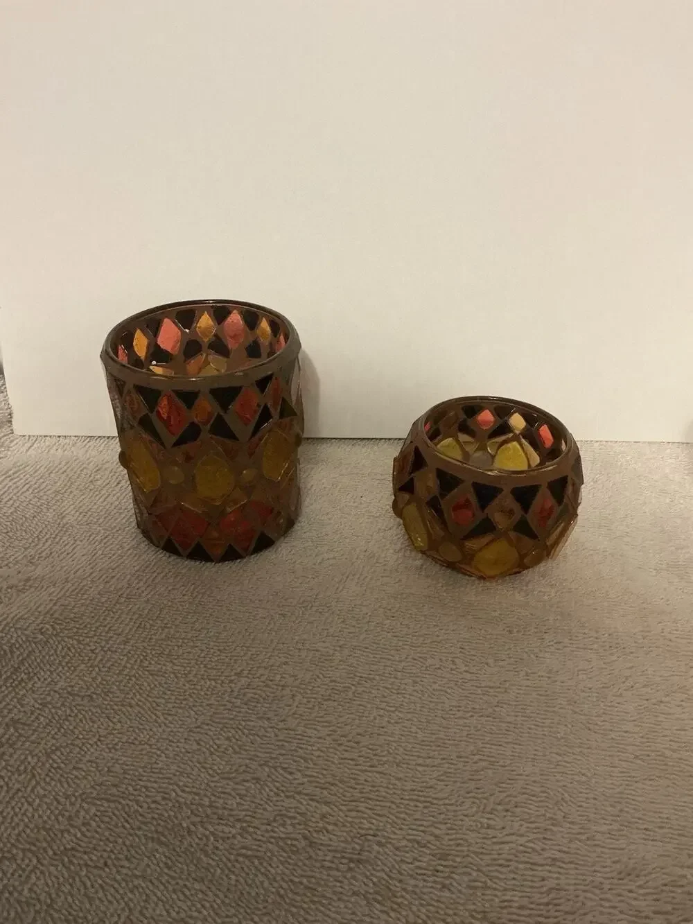 Yankee Candle Set Of 2 Mosaic Leaf Roly Poly Different Sizes